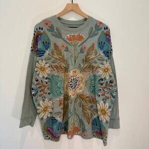 Natural Life Oversized Boho Floral Tunic Top – One Size – 100% Cotton